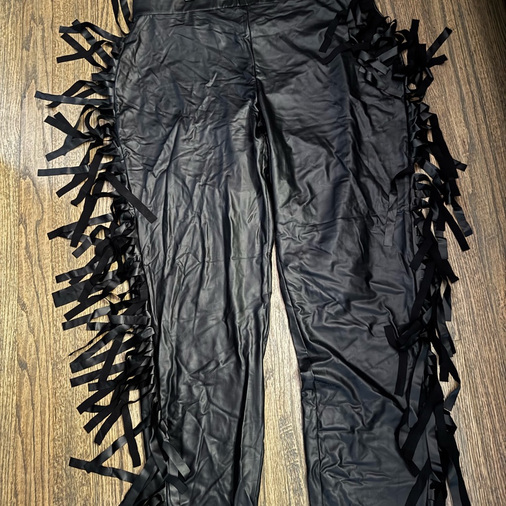 Ashley Stewart Black Fringe Jumpsuit